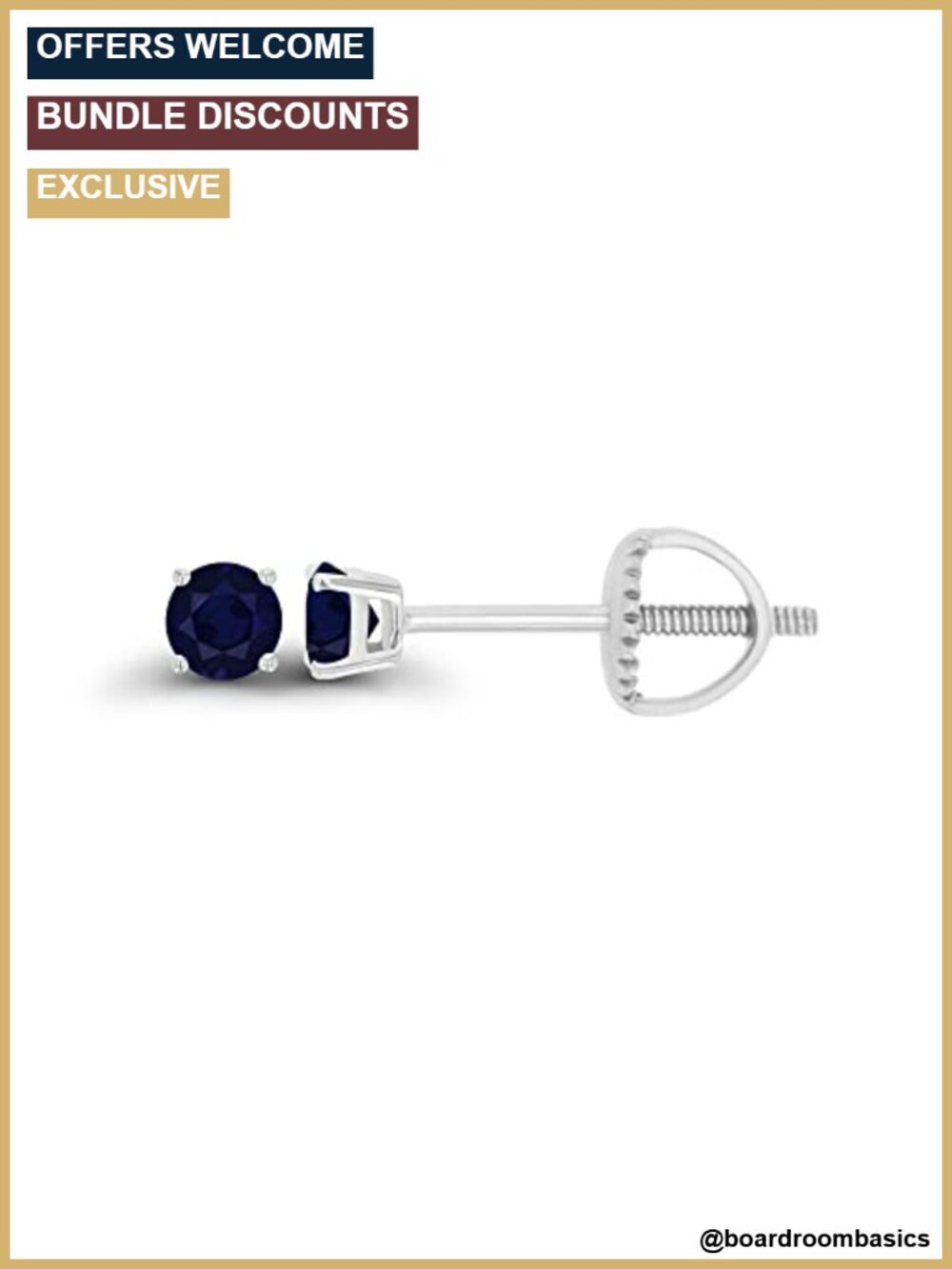 14K Gold Plated 925 Sterling Silver Hypoallergenic 3mm Birthstone Screwback